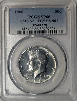 1966 SMS PCGS SP66 No FG FS-901 Kennedy Half  - Image 1 of 3