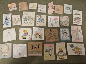 Menge 25 Vintage Geschenkkarten Baby Bridal Shower Geburtstag Ephemera Basteln gebraucht signiert - Bild 1 von 9