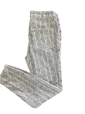 Anthropologie PILCRO, Gray & Ivory Serif Women Corduroy Printed Pant, Sz 28. - Image 1 of 4