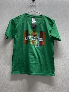 JESUS IS MY LIFE SAVIOR Green T Shirt Kerusso CHILD MEDIUM Lifesavers Design NEW - Picture 1 of 3