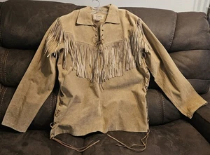 Giacca vintage Scully pelle scamosciata frange donna L western cowgirl rodeo marrone - Foto 1 di 23