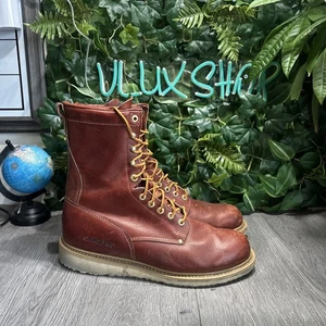 Carolina AMP MX 8” Brown Red Work Boots Round Soft Toe Shoes Men Size 12 M - Picture 1 of 10