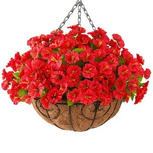 Artificial Fake Hanging Flowers Plants With Basket for Outdoor Spring Decorat... - Picture 1 of 8