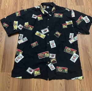 Tabasco Button Up Shirt Mens XL Black Hot Sauce Vintage Label Print Short Sleeve - Picture 1 of 13