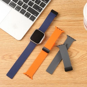 Band Strap iWatch 38-49mm Bracelet Magnetic Silicone Carbon Fiber - Picture 1 of 24