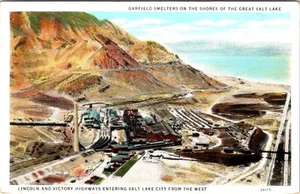 UT, Utah GARFIELD SMELTERS Kupferminen LINCOLN ~ VICTORY HWYS ca 1920er Postkarte - Bild 1 von 2