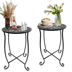 Fashion&cool Outdoor Side Tables for Small Space, 2 Pack Patio Side Table, We... - Picture 1 of 7
