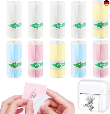 PIWOSGOL 10 Rollen Thermopapier Selbstklebend, Mini Drucker Sticker, Thermal Pinter