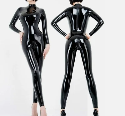 Latex Catsuit Unisex Uniform Rücken Reißverschluss eng Gummi Body Fetisch Party Wear - Bild 1 von 4