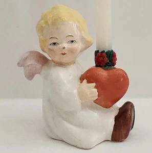 Angelo Goebel anteguerra cuore portacandele GERMANIA statuina porcellana anni 40 cherubino - Foto 1 di 9