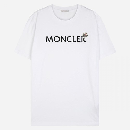 T shirt Moncler logo patch cotone bianco 130420332