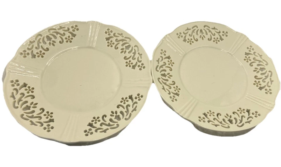 Yankee Candle Blanco Cerámica Decorativa Vela Plato Base Recorte Encaje Juego de 2 Foto 1 de 4