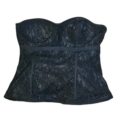 Shirley of Hollywood Black Lace Corset Bustier Large Sexy Strapless Shapewear - Image 1 of 4