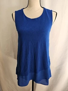 Vince Camuto Tank Top Women’s Sleeveless Blue Layered Hem Size Small - Picture 1 of 6