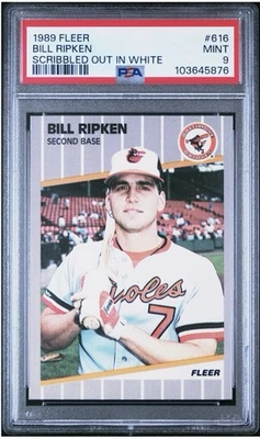 1989 Fleer - Billy Ripken #616 White Scribble on Knob PSA 9. RARE - Pop 38. - Image 1 of 2