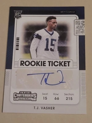 T.J. Vasher 2021 Panini Contenders Rookie Ticket AUTOGRAPH !! - Image 1 of 2