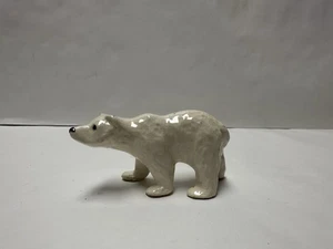 VINTAGE MINI CERAMIC WHITE POLAR BEAR FIGURINE  2” Long - Picture 1 of 3