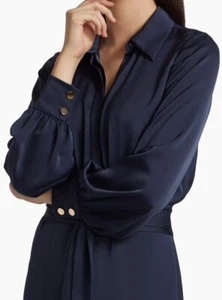 Ramy Brook Alya Tie-front Shirtdress- navy size 2 - Picture 1 of 12
