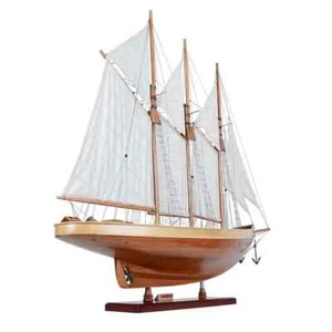 Atlantic Yacht Sailboat Model Schooner | Handcrafted Wooden Model W/ Sails - Picture 1 of 12