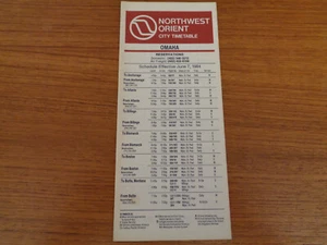 Northwest Orient Airlines City Timetable for Omaha Effective June 7, 1984 - Bild 1 von 3