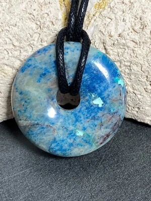 UNIKAT! Shattuckit Donut 30mm Edelstein Anhänger gebohrt mit Band - Bild 1 von 4