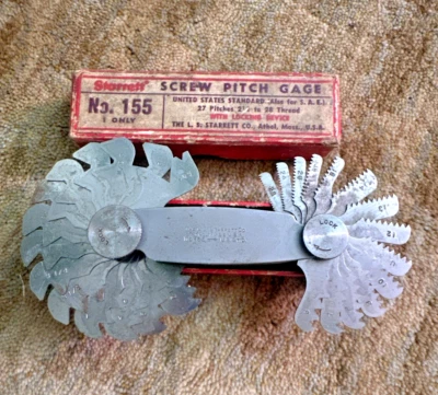 Medidor de paso de rosca de tornillo STARRETT 155 2 1/4-28 TPI maquinista fabricante de herramientas caja encontrar Foto 1 de 4
