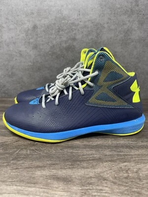 Under Armour Rocket Size 7Y Kids Basketball Shoe Electric Blue Volt Green 126224 - Image 1 of 4
