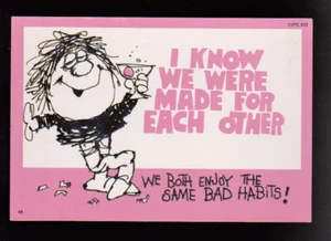 COMIC Bad Habits We were Made for each other CONTINENTAL  postcard - Picture 1 of 2