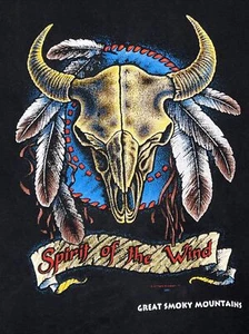 Single Stitch XL Graphic T-shirt 90s Smoky Mountain Native American Skull - Picture 1 of 9