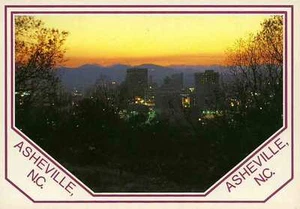 ASHEVILLE NC Sunset Town View Saludos z postal - Imagen 1 de 1