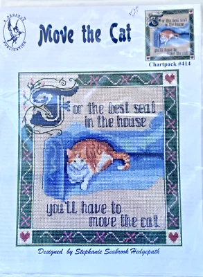 Pegasus Publication Counted Cross Stitch Chart "MOVE THE CAT" #414 Vintage 1999 - Image 1 of 4