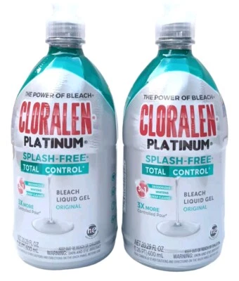 Cloralen Platinum Bleach Liquid Gel 20oz Bottle High Efficiency Washer Safe 2X