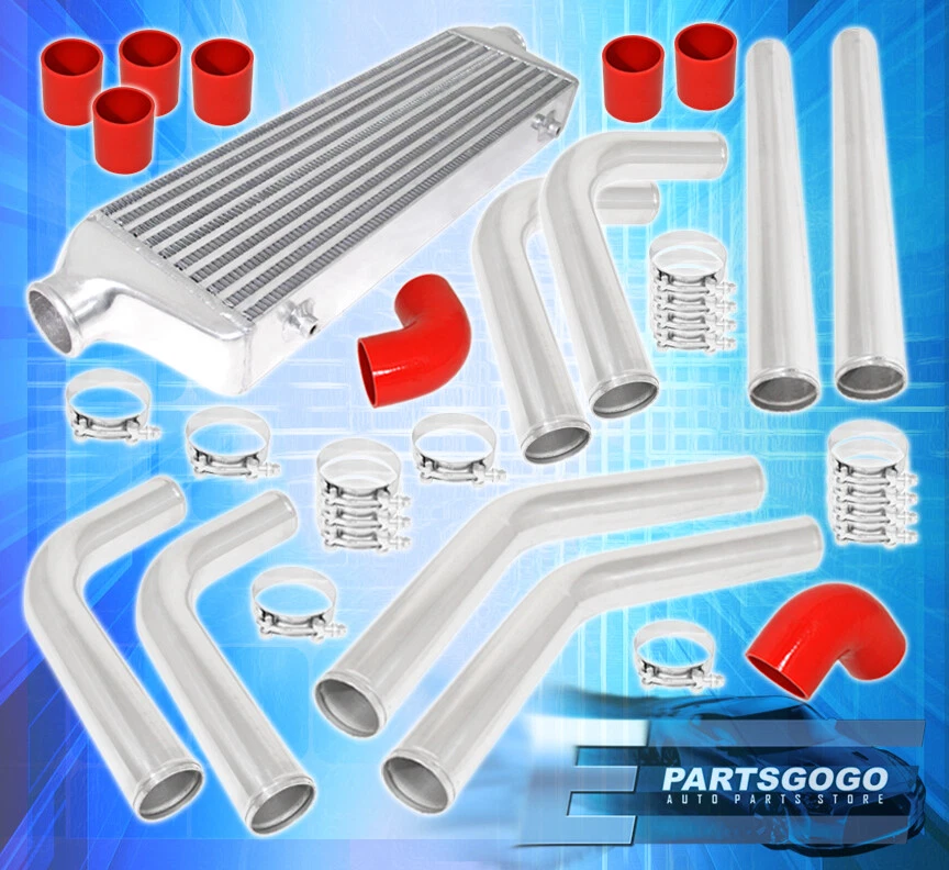 Turbo Intercooler Kit Combo 2.5" Polished Piping + Fmic + Couplers +Clamps Set Foto 1 de 1