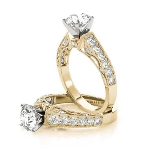 Anillo de compromiso vintage moissanita brillante Forever con filigrana y miligrano - Imagen 1 de 3