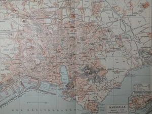 1903 MARSEILLE France Vintage City Map Antique Sea ORIG 11.5 x 9.5 Color C18-2 - Picture 1 of 3