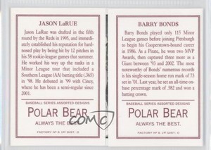2003 Topps 205 Triple Folders Polar Bear Back Barry Bonds Jason LaRue #TF36