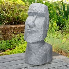 Statue Île de Pâques Moai Rapa Nui pierre moulée gris figurine jardin 19x53,5 cm