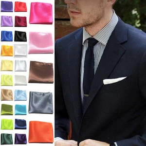 Men Party Dress Handkerchief Silk Pocket Suit Hanky Wedding Formal Business uk - Picture 1 of 35