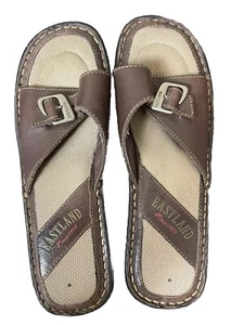 Vtg 90s Eastland Women Sz 7M Comfort Sandals Brown Soft Leather Buckle Strap Y2K - Picture 1 of 5