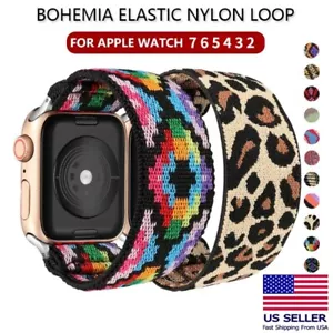 Elastic Nylon Solo Loop for Apple Watch Band 38-45mm Watch Series 7 6 SE 5 4 3 2 - Picture 1 of 14
