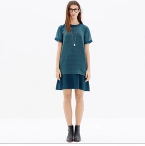 Madewell Slowbeat Shift Women’s Dress Emerald Green Polka Dot Tiered XS Formal - Picture 1 of 7