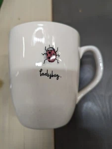 Rae Dunn Magenta Red Ladybug MUG Cream 16 oz. Cup Pottery Gift Mmm Beetle Story  - Picture 1 of 5