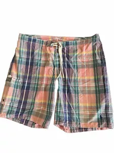 Costume da bagno vintage Polo Ralph Lauren 36 pantaloncini da uomo a quadri rosa verde a quadri - Foto 1 di 8