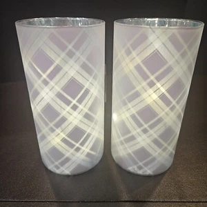 2 Cylinder Frosted Plaid Hurricane Lights (#418) - Bild 1 von 7