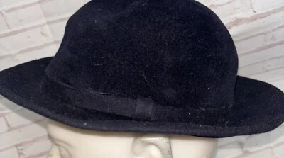 Roupas Vintage Henry Pollak Feminino Launcelot Chapéu de Lã Azul Marinho com Alças Cloche - Imagem 1 de 4