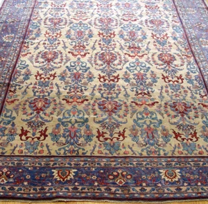 Phenomenal Antique Saroukk Floral Gold Hand Knotted Wool Oriental Rug 7'x 11'7" - Picture 1 of 23