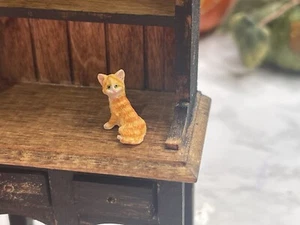 Dollhouse Miniature Kitten Orange Tabby Sitting 1:12 Scale Animals Cats - Picture 1 of 7