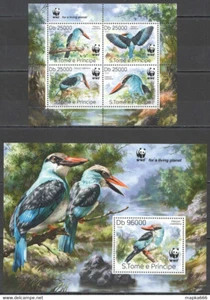 NW0554 2014 SAO TOME & PRINCIPE WWF BIRDS KINGFISHERS #5659-5662+BL991 MNH - Picture 1 of 1