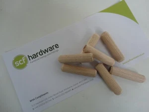 1000 x 12 x 50 mm HARDWOOD MULTI GROOVE & CHAMFERED DOWELS PIN BEECHWOOD DOWEL - Picture 1 of 5