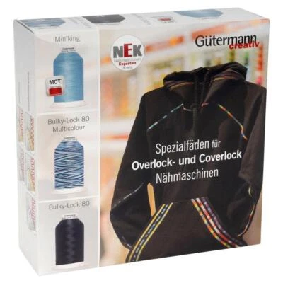 Gütermann Bulky-Lock 80 Bauschgarn-Box (UNI + Multi/ 16 x 1000 m) Overlock - Bild 1 von 4